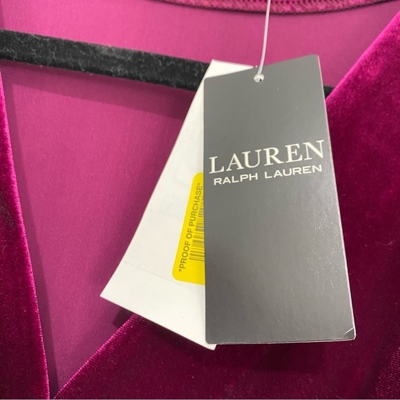 NEW Ralph Lauren Size M Medium Garnet Pink Solid Velvet Belted Peplum Blouse Top - Picture 9 of 12